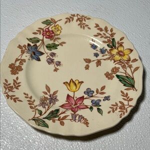 Antique 1910's J&G Meakin Cotswold Salad Plate: Art Nouveau Floral Ironstone